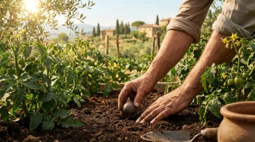scopri il segreto per una raccolta record di pomodori in primavera: interra oggi l'ingrediente speciale per il tuo orto e ottieni risultati sorprendenti.